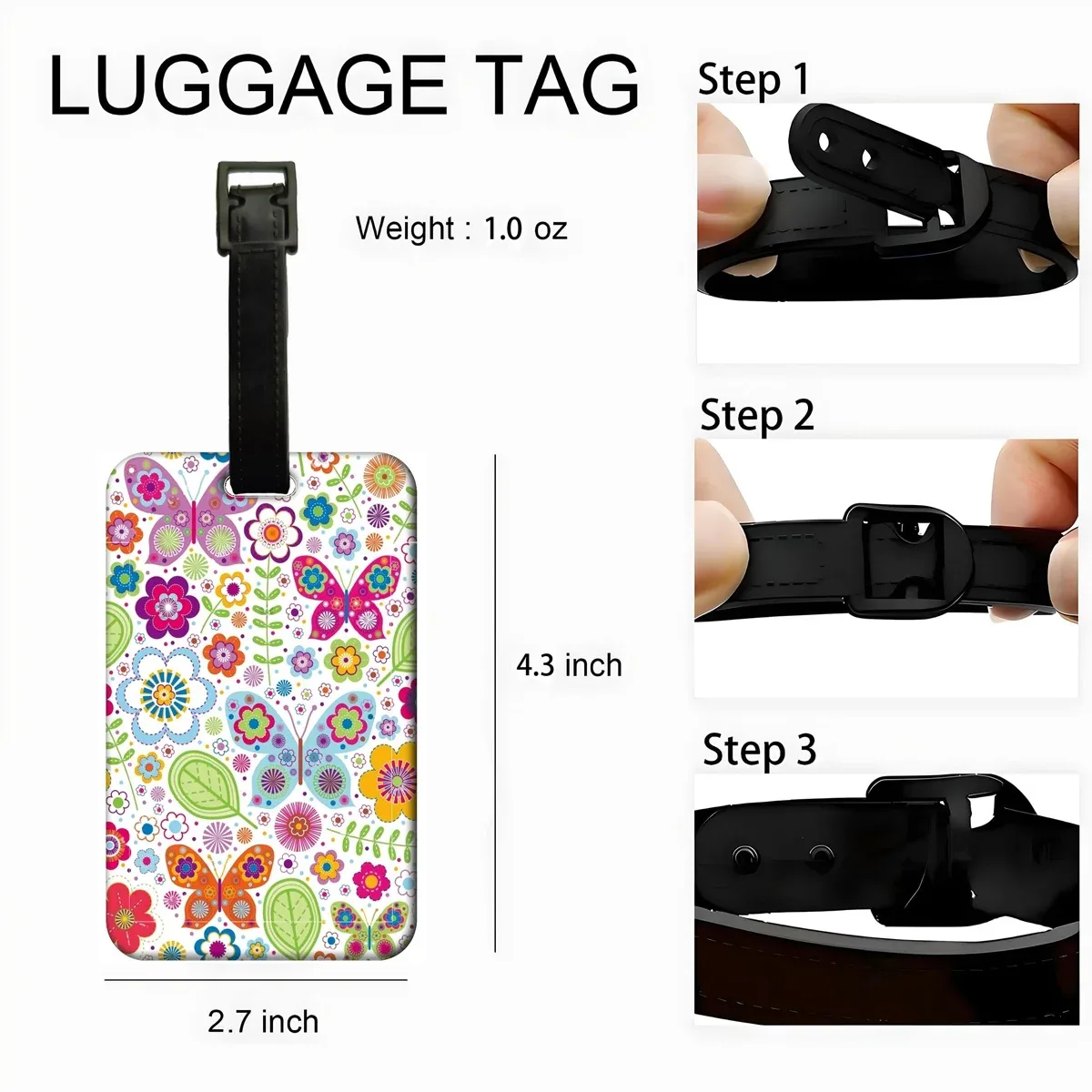 étiquette de bagage pour femme avec motifs floraux, porte-carte d'identité anti-perte pour valise et sac à dos, accessoire de mode pour bagages, cadeau