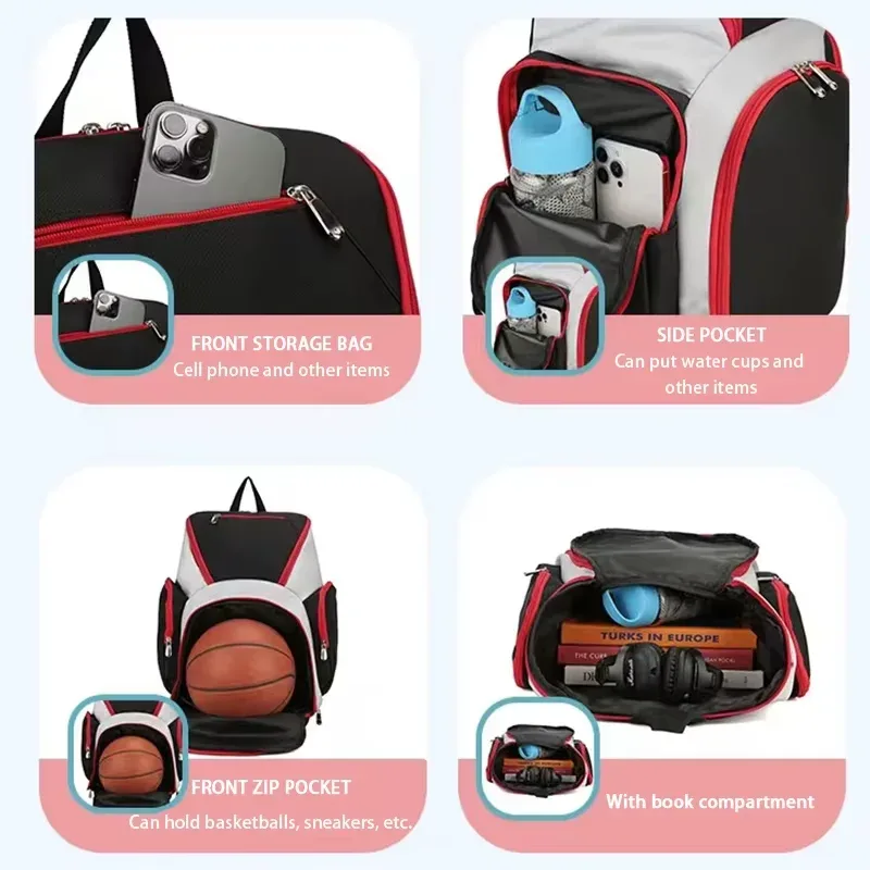 sac à dos de basket-ball personnalisé pour hommes, sac de sport, sac de football pour jeunes, grande capacité, motif de logo imprimé personnalisé