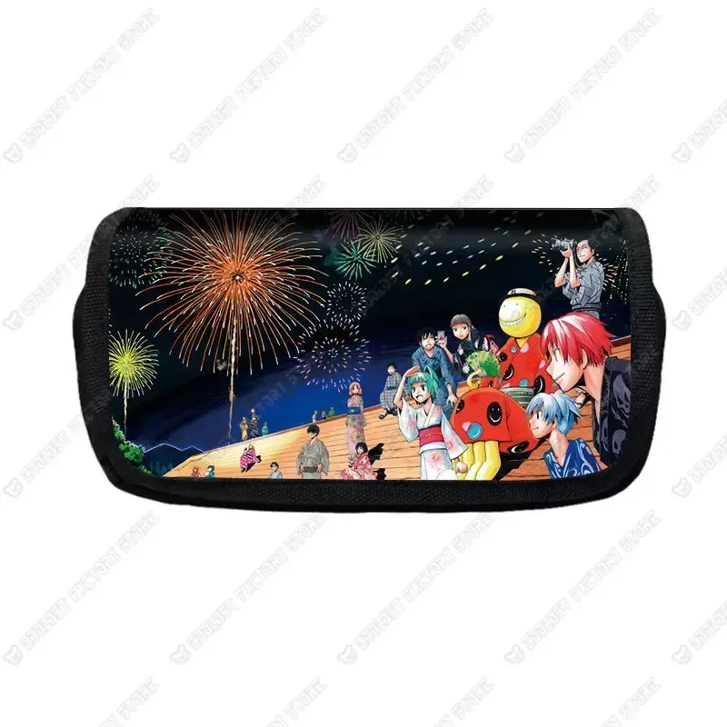 trousse à cosmétiques anime assassination irritation room pour garçons et filles, sac de papeterie pour étudiants, boîte à stylos de grande capacité