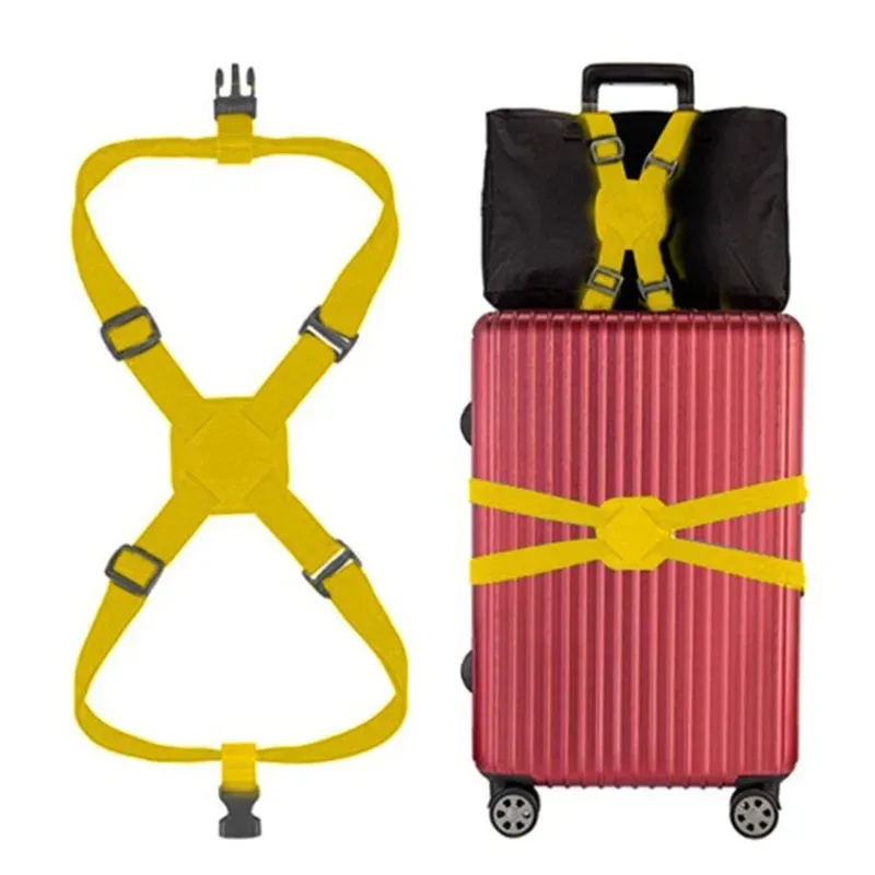 harnais voyage sangle ajustable boucle centrale nylon jaune accessoires fixation sac valise travail pratique sécurité transport
