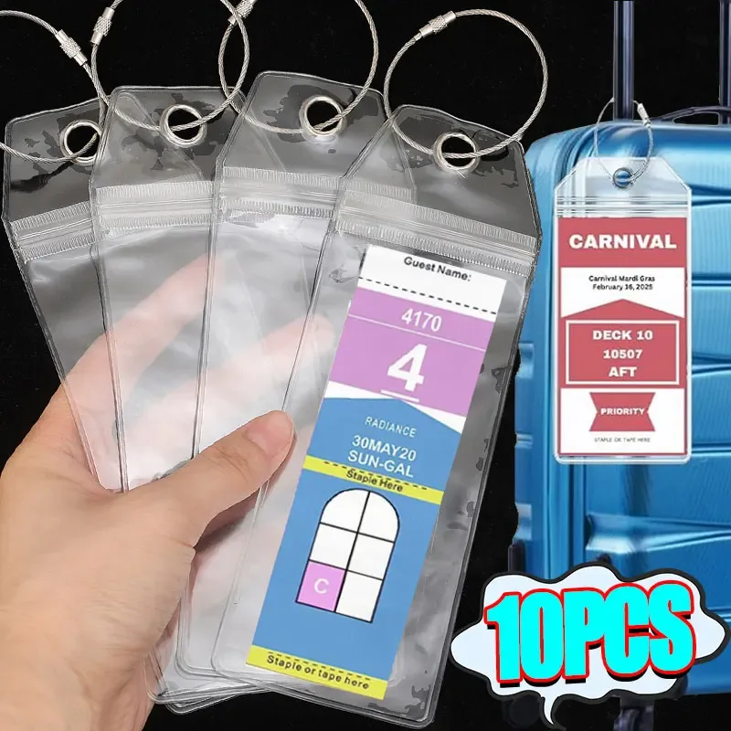 10-1 pièces nouvelles étiquettes de croisière porte-étiquettes de bagages pour bateau de croisière des caraïbes royales et des célébrités avec joint zippé et boucles en acier pvc épais