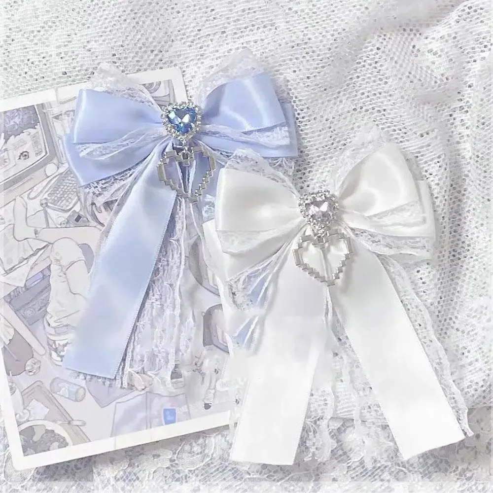 kit de nœud papillon en ruban pour itabag, ruban doux, nœud en dentelle, cœur, diamant, clip gir llolita, sac à dos, breloque, décoration, accessoires de sac