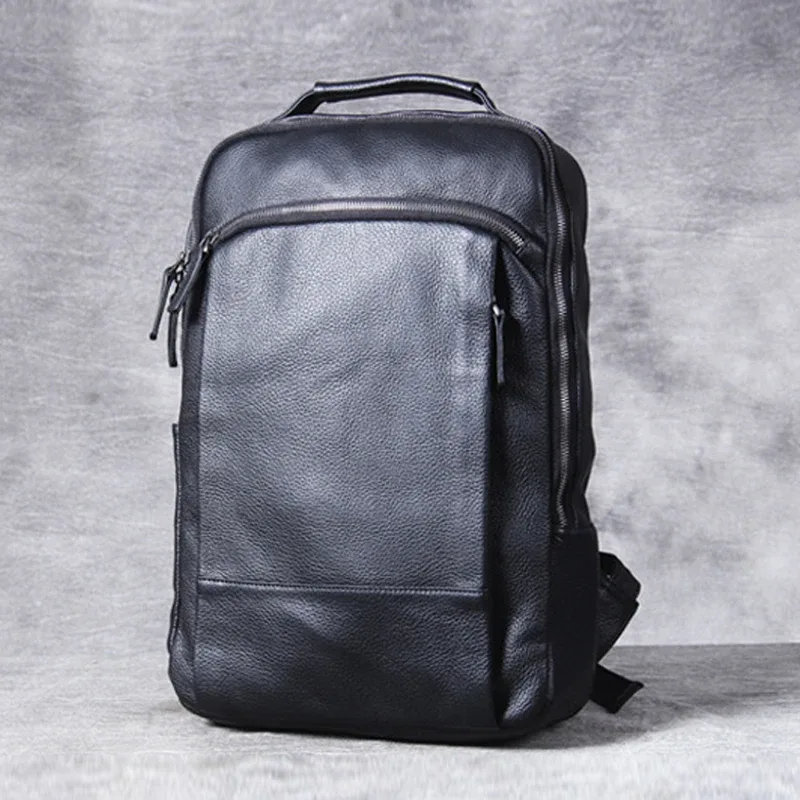 sac à dos en cuir véritable de haute qualité, modèle tendance pour hommes, sac à dos pour étudiants, sac d’école, sac à dos pour un usage quotidien, grand sac à dos noir.