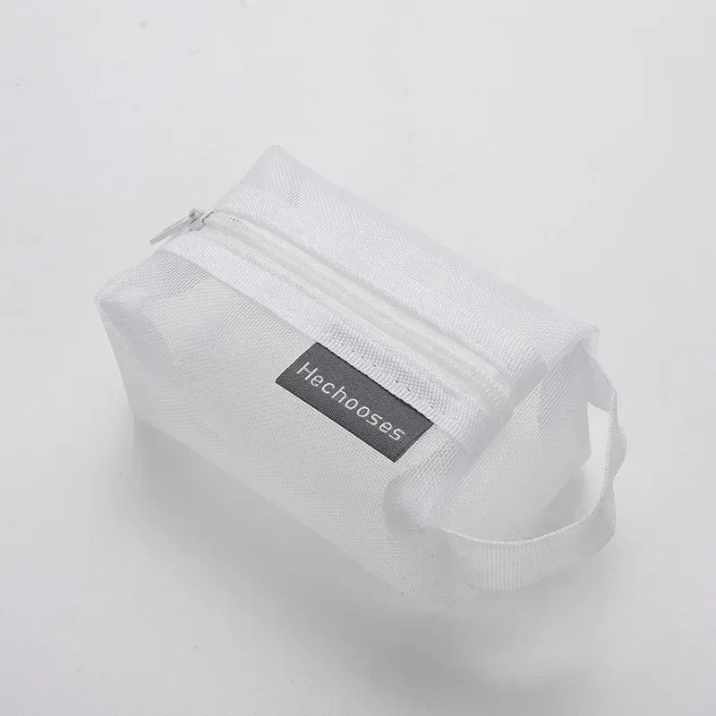 mini sacs à cosmétiques en maille de nylon transparent pour femmes, petits sacs de maquillage pour rouge à lèvres, pochette pour ligne de données, étui organisateur pour clé d'écouteurs