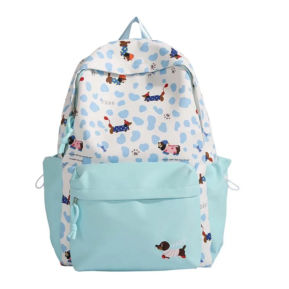 sac à dos en nylon pour étudiants, motif teckel, décontracté, couleur contrastée, anti-rayures, en polyester, grande capacité