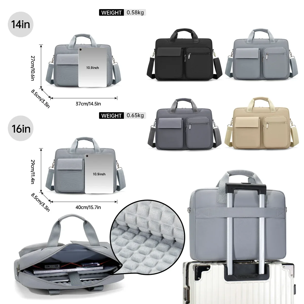 sac pour ordinateur portable adapté aux déplacements, compatible avec apple macbook air 13, lenovo xiaoxin pro 14, huawei matebook 16 pouces, dell 15,6 pouces, étui de protection pour ordinateurs portables de 15 pouces, pour hommes et femmes