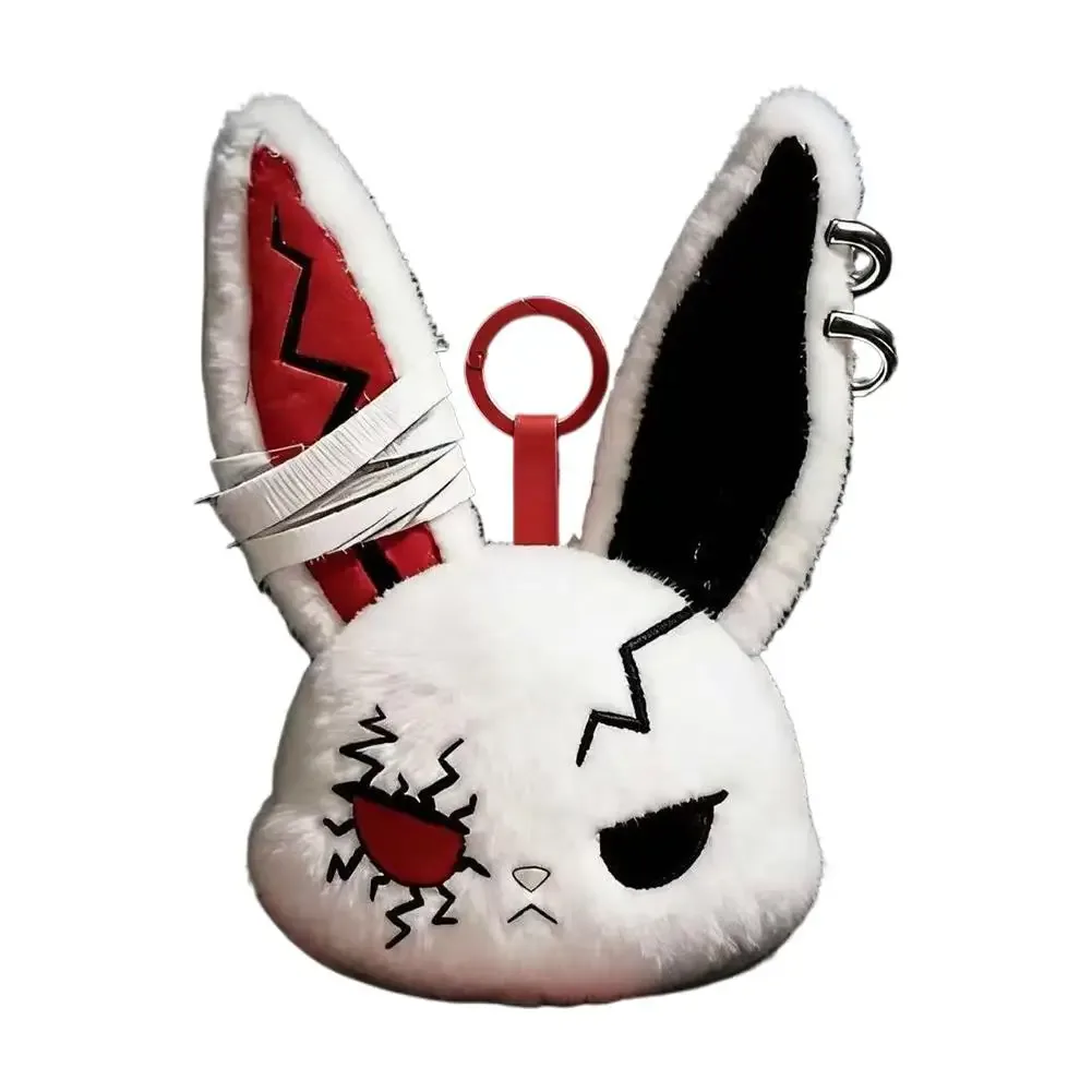 breloque de sac gothique en peluche lapin noir, porte-clés, pendentif lapin kawaii, accessoire de sac à main, décoration à suspendre pour sac à dos