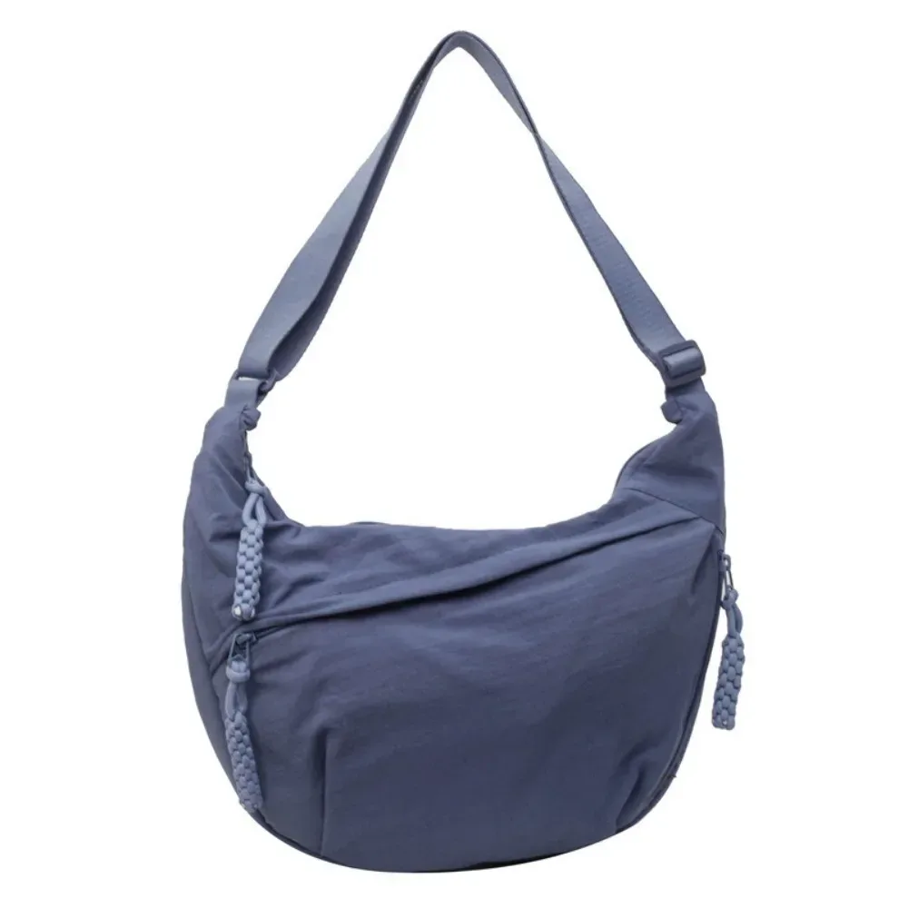 sacs à bandoulière en toile décontractés coréens simplifiés, sac hobos de sport de grande capacité, sac de boulettes léger de couleur unie pour femmes