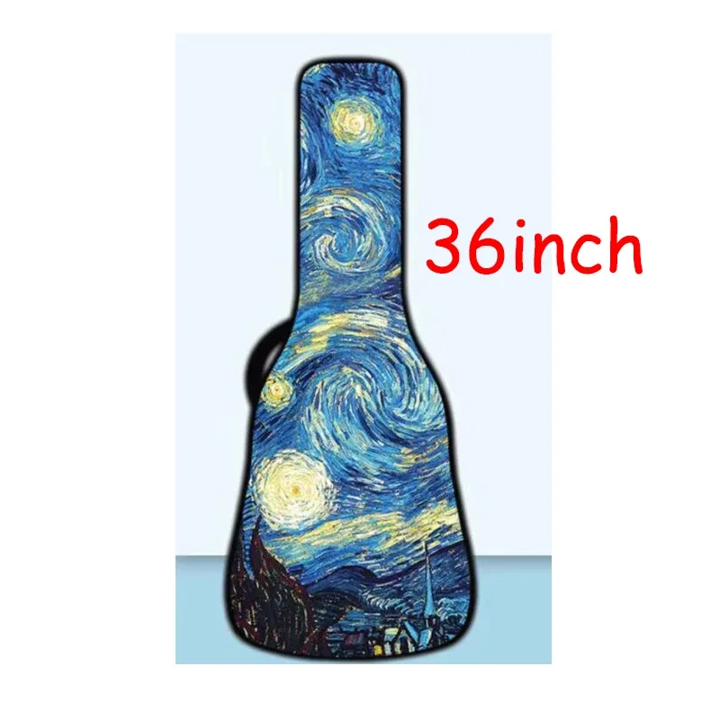 étui pour guitare 36 40 41 pouces van gogh nuit étoilée sac à dos d'animation interactif épaissir transporter accessoires de guitare
