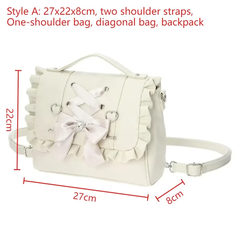 sac à dos lolita kawaii décontracté en cuir pu, sac ita, sac à main bapa pour femme, sac bandoulière simple ou double, style coréen