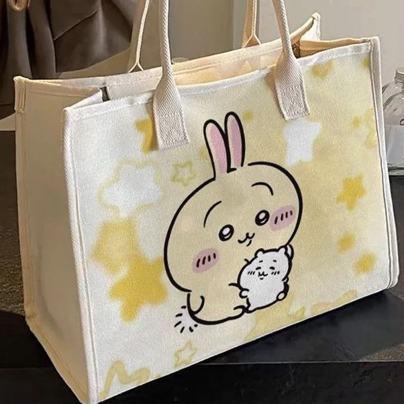 sac à bandoulière en toile chiikawa, motif dessin animé, grande capacité, polyvalent, pour étudiants, sac fourre-tout pour femme