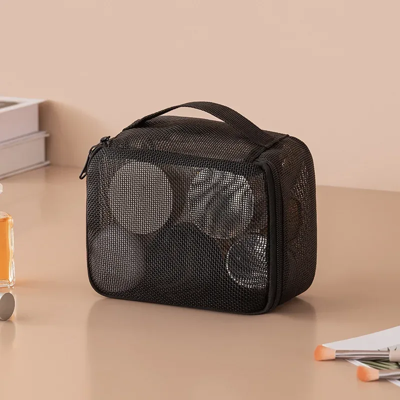ensemble de trousses de maquillage en maille respirante 3 pièces, organiseur de toilette portable de voyage, rangement cosmétique étanche pour femmes et filles