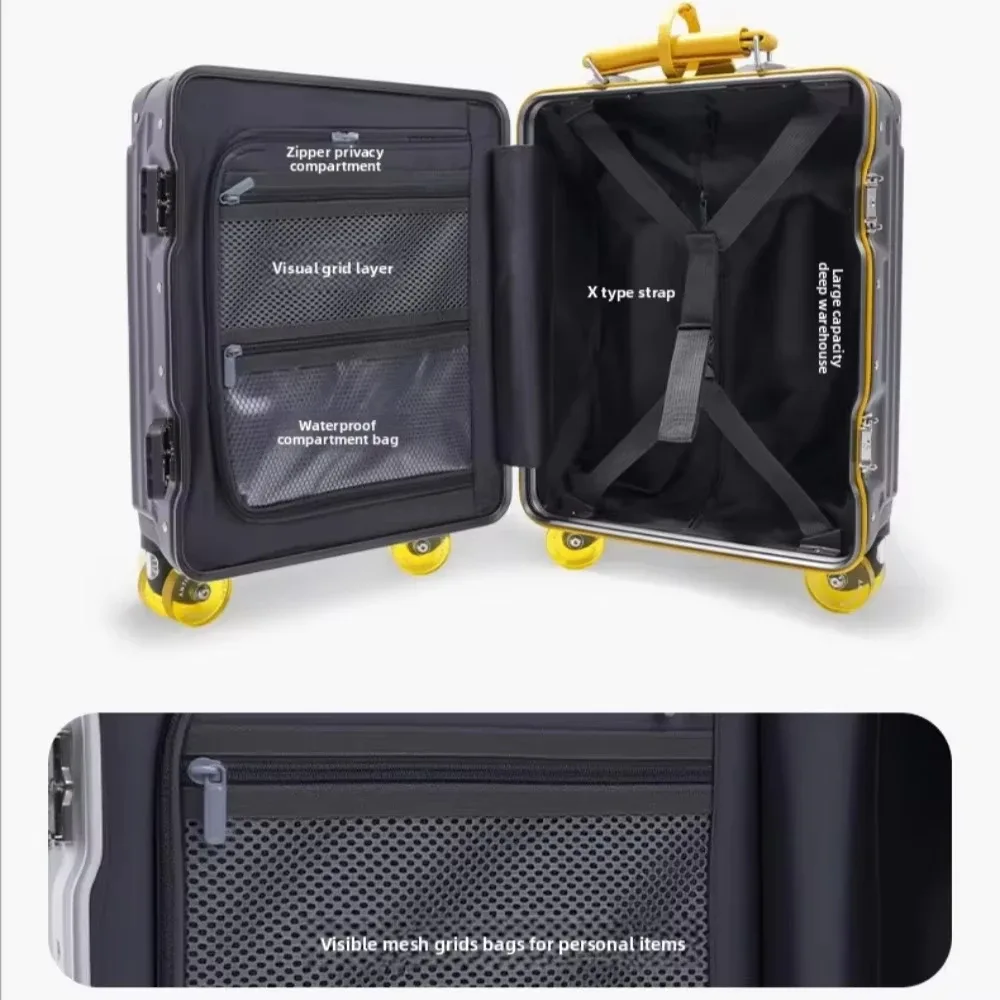 valise de voyage miniature à roulettes de 14 pouces, bagage cabine avec serrure tsa, cadre en aluminium, roues pivotantes, sac pour enfant