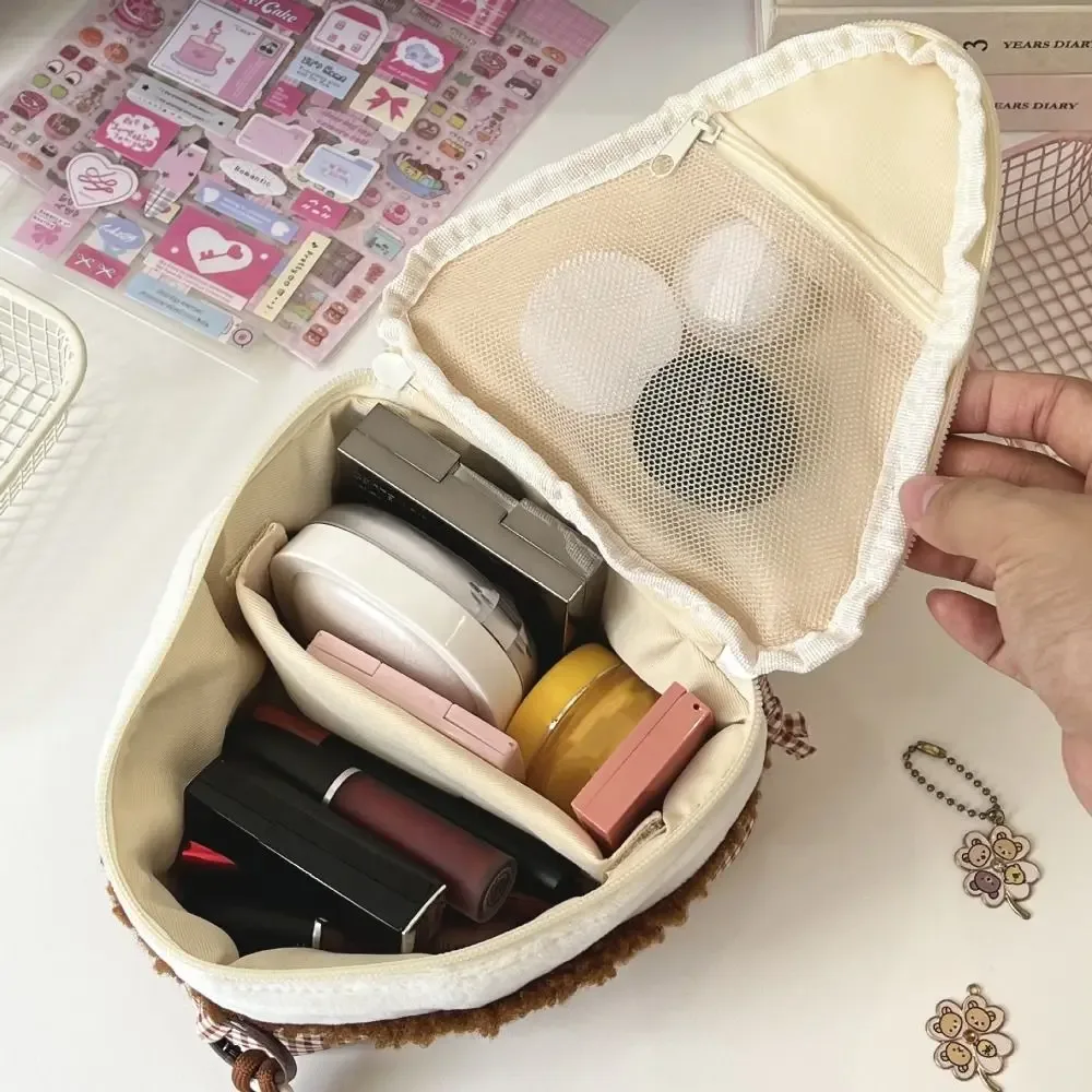 Sac de maquillage multifonctionnel en cerise, grande capacité, design à rabat, trousse de toilette, sac à appareil photo triangulaire, voyage