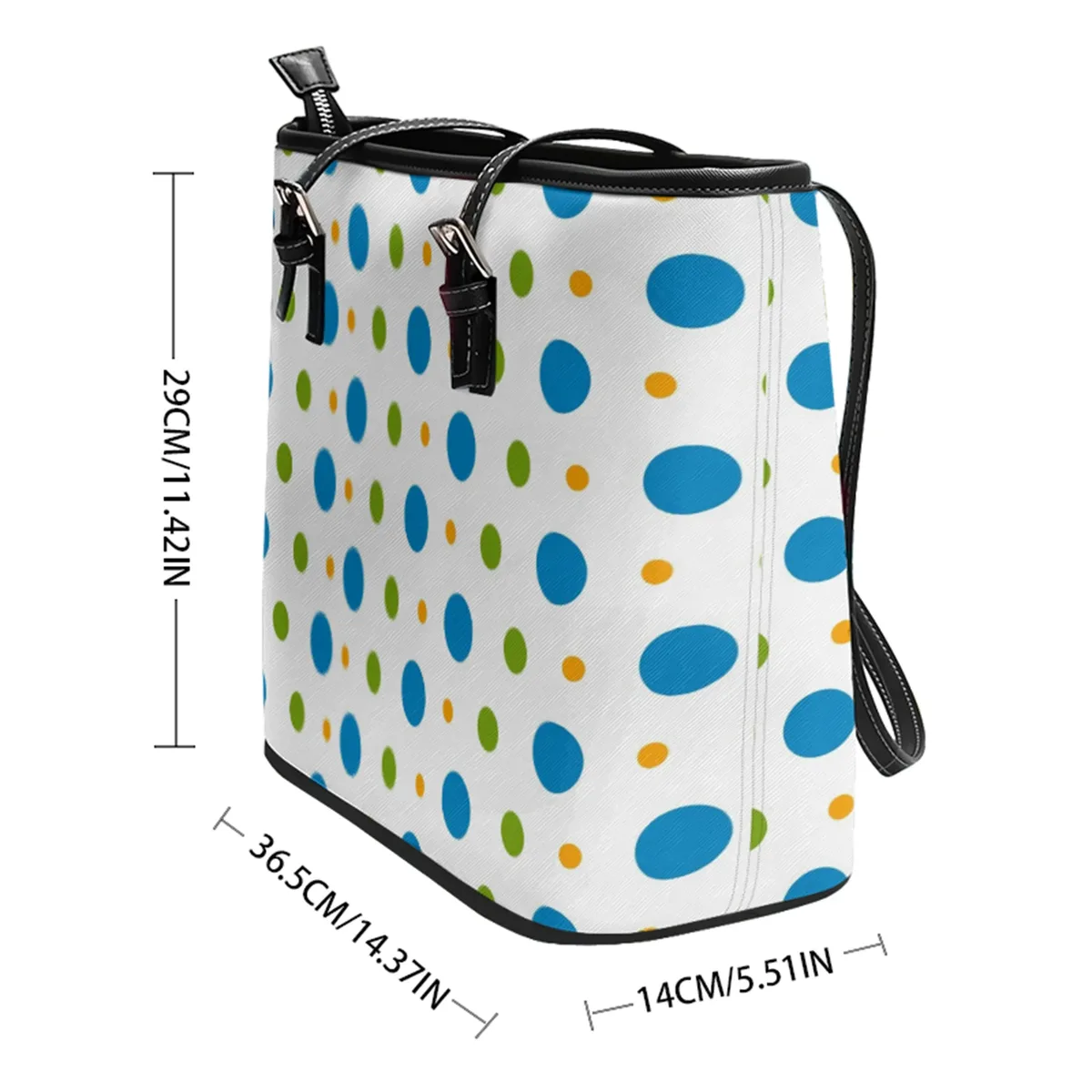 sac à bandoulière en cuir pvc oxford imprimé à pois, fourre-tout léger à fermeture éclair, minimaliste, usage quotidien, sac à main convertible pour le travail et le week-end