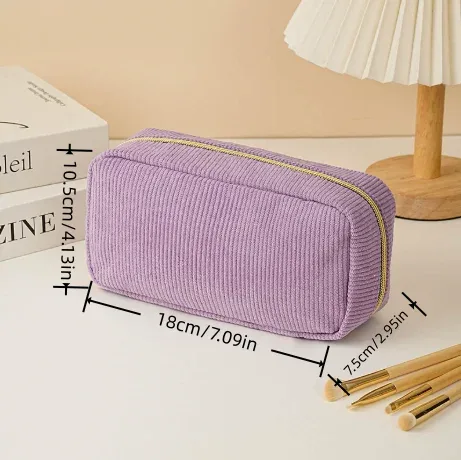 pochette de maquillage personnalisée en velours côtelé, avec nom personnalisé, grande capacité, trousse de toilette de voyage, cadeau pour demoiselle d'honneur, organiseur de rangement