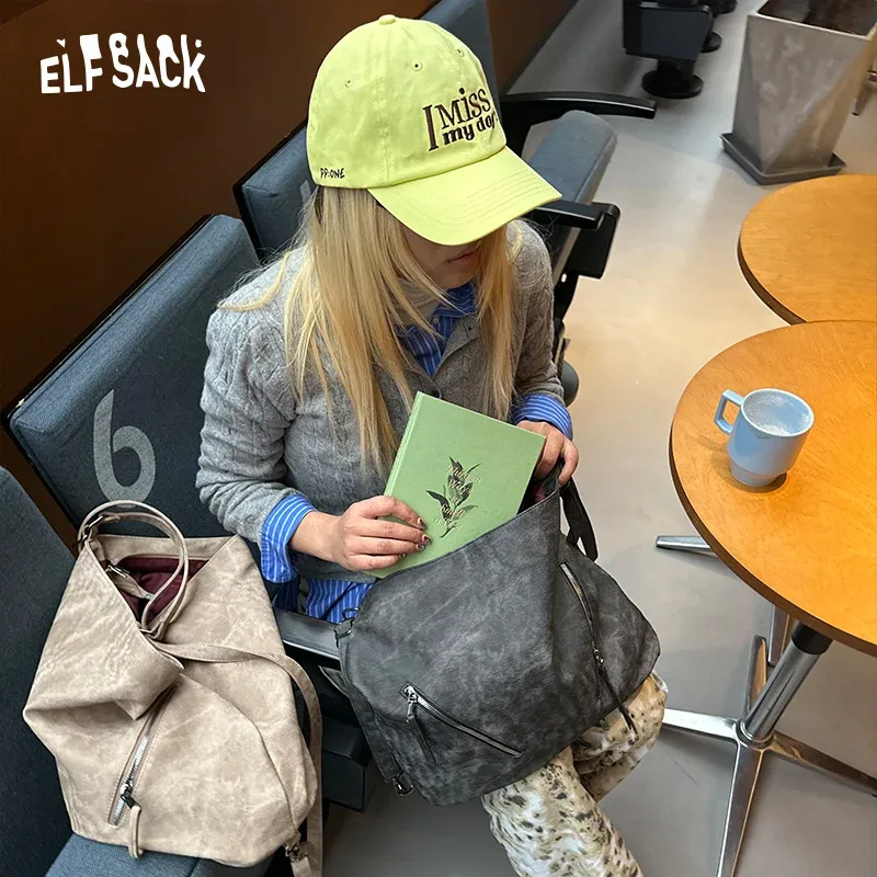 elfsack 2025 printemps nouveautés polyvalent bandoulière sac à bandoulière vintage sac fourre-tout femmes grande capacité sac