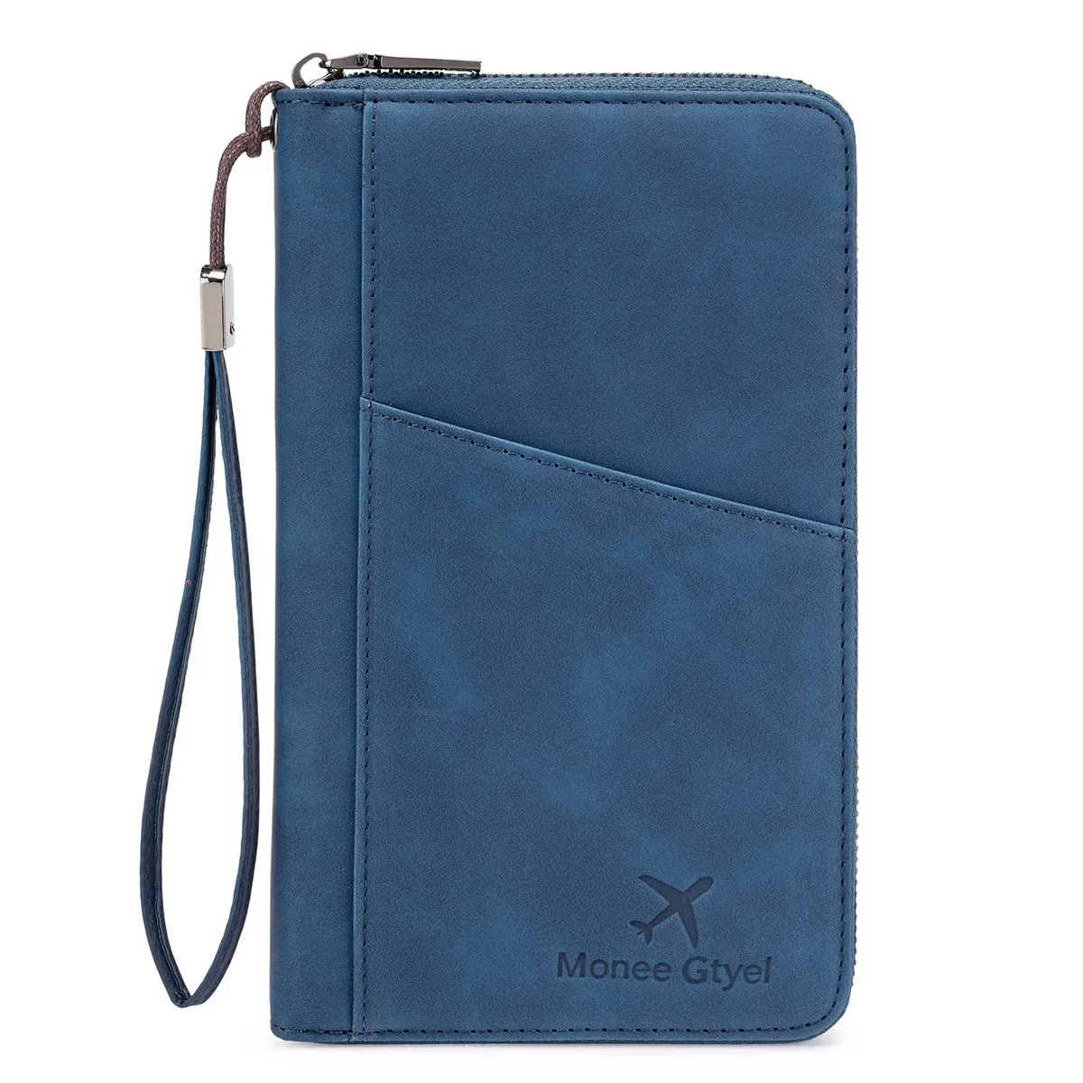 porte-passeport anti-vol rfid, portefeuille de voyage, organisateur de documents en similicuir avec fermeture éclair, couverture de passeport avec sangle de poignet