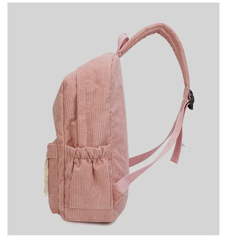 sac dos velours côtelé broderie personnalisation voyage grande capacité pliable extensible poche intérieure poche extérieure bandoulière arquée fermeture éclair