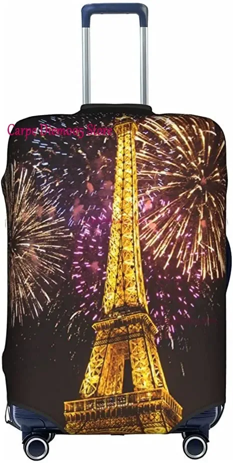 juste de valise de voyage tour eiffel paris avec fleurs roses, housse de protection des bagages, convient aux valises de 18 à 32 pouces