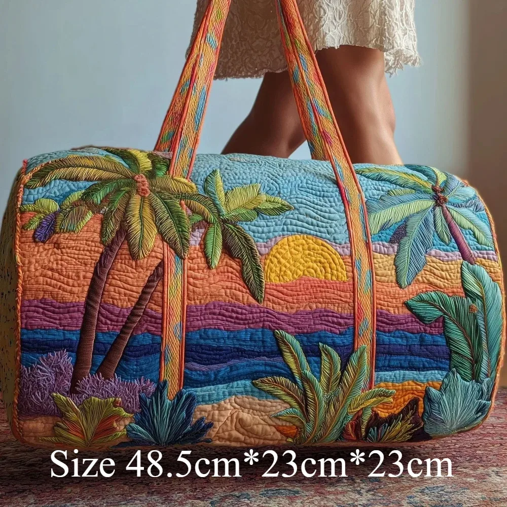 sac de plage matelassé 3d pour hommes et femmes, imprimé en relief y2k, coquillage, palmier, sac de voyage, sac de plage d'été