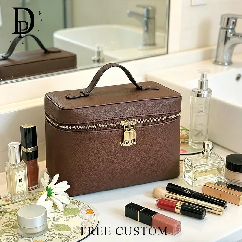 sac de voyage cosmétique portable de luxe pour femme, personnalisable avec nom, en cuir pu, grande capacité, étui à maquillage, livraison directe, sac de maquillage tendance pour femme