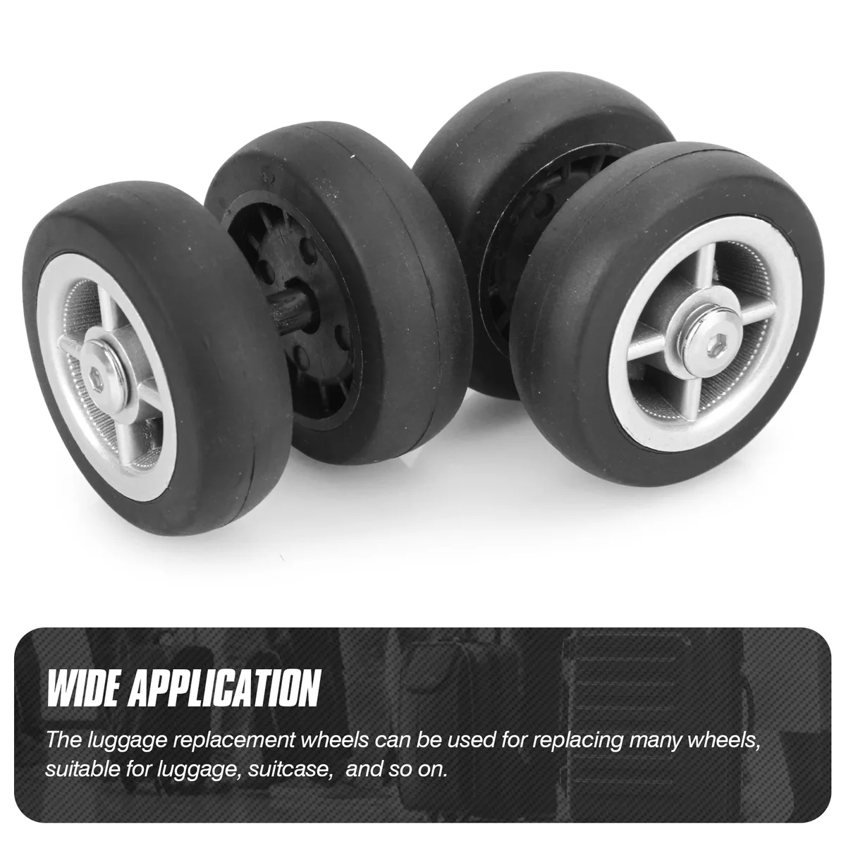 accessoires de roue de bagage noir, remplacement de chariot, pièces de valise à roulette unique, kit de réparation de roulette d'essieux de 47mm, 8 pièces
