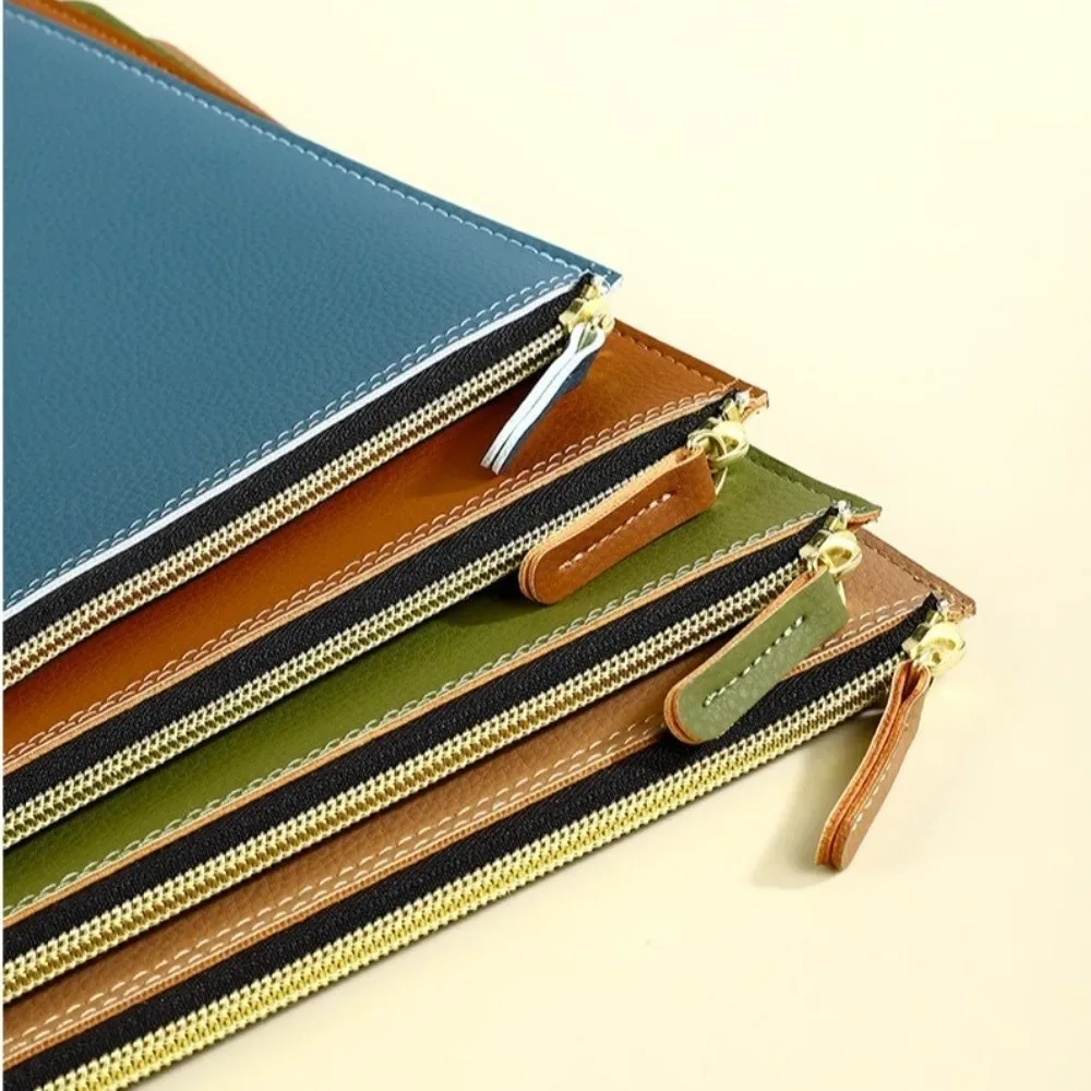 Porte-documents A4 en cuir PU, imperméable, grande capacité, sac d'affaires de haute qualité avec fermeture éclair, sac de classement.