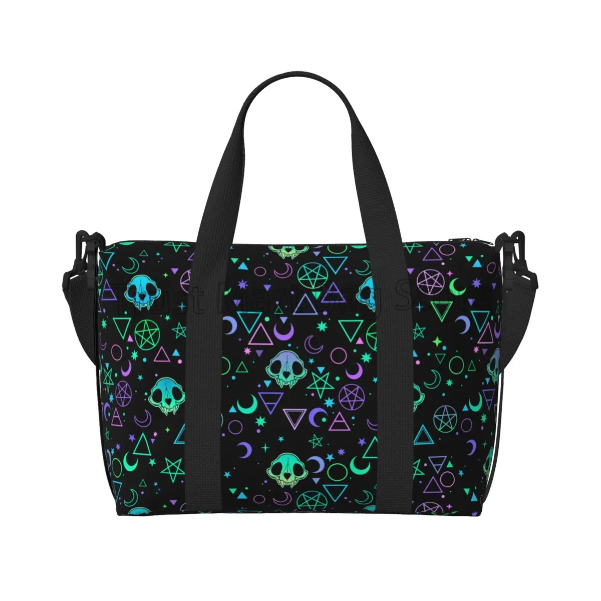 sac de voyage à imprimé crânes magiques, sac à main polyvalent, sac de week-end, sacs de nuit, unisexe, décontracté, étanche, sport, salle de sport, yoga, bagages