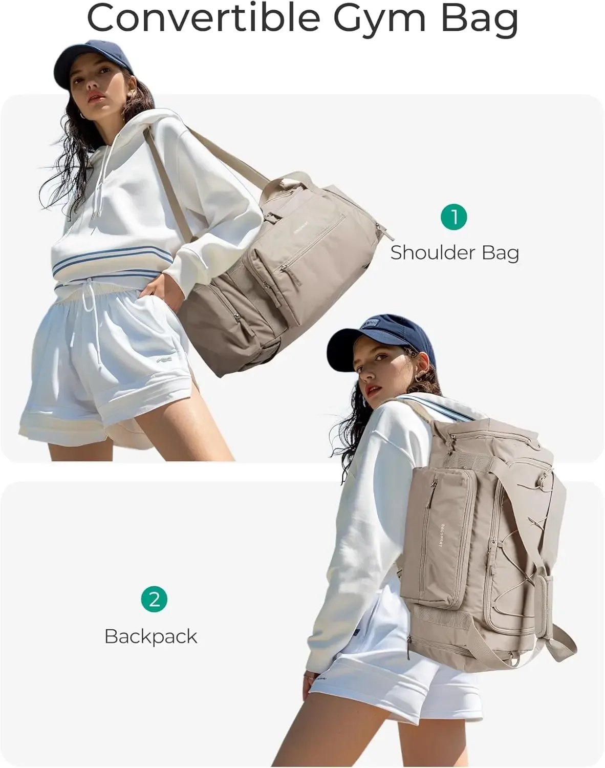 sac voyage polyester beige multipoches grande taille compartiment chaussures respirant sport week end travels
