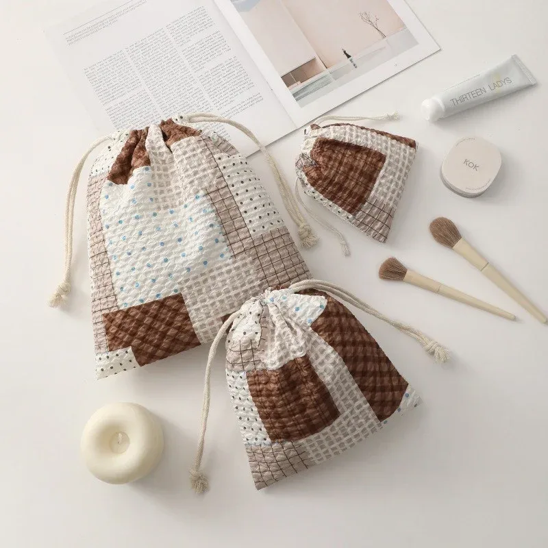 sac à cordon, sac de rangement pour étudiants, sac de maquillage à ouverture, trousse de toilette de dessin animé, ensemble de trois pièces, sacs de rangement en polyester pour femmes
