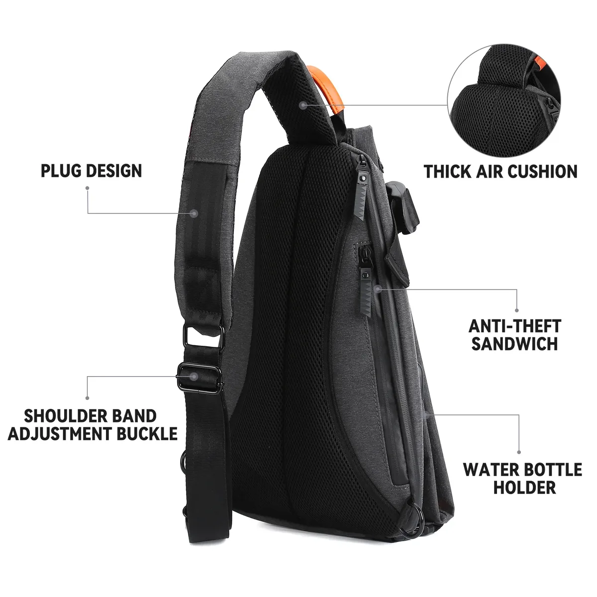 sac à bandoulière antivol pour hommes et femmes, petit sac à dos à une épaule, sac de poitrine, sac à dos à bandoulière pour randonnée, vélo, voyage