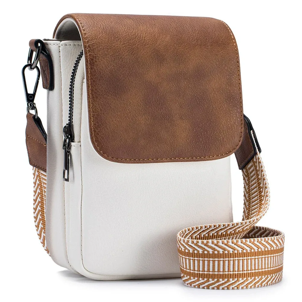 sac à bandoulière rétro en cuir pu pour femmes, large bandoulière simple avec couvercle, petit sac carré à la mode, nouvelle collection