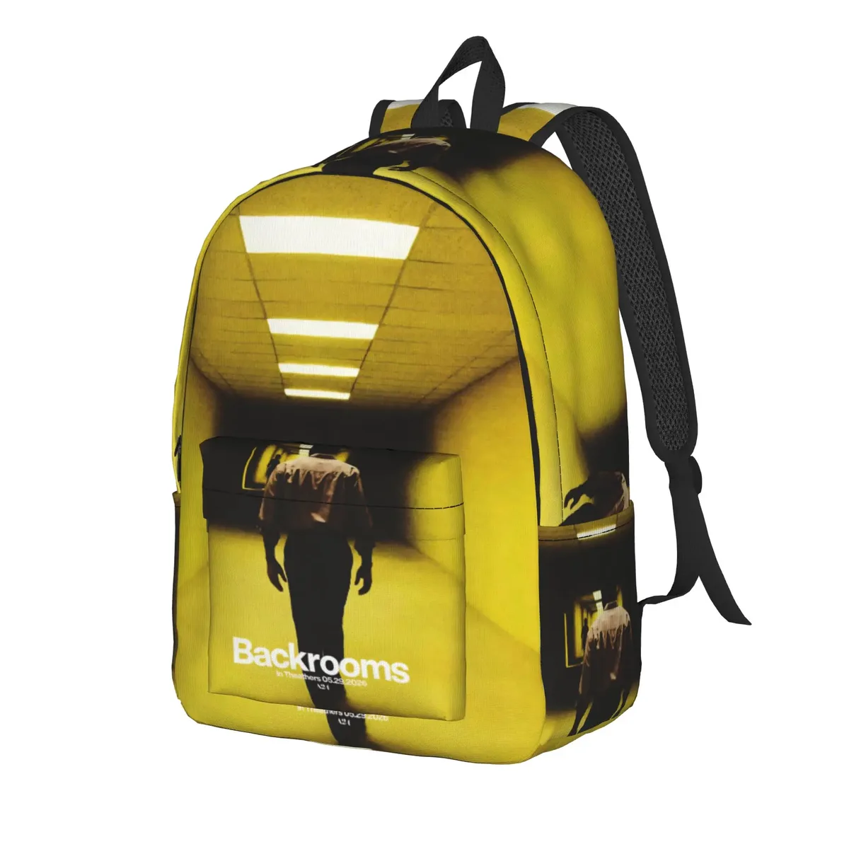 Sac Dos Polyester Jaune Vif Motif Film Couloir Ultra Léger Voyage Ecole Universite Femmes Bandoulière Ordinateur Portable Extérieur