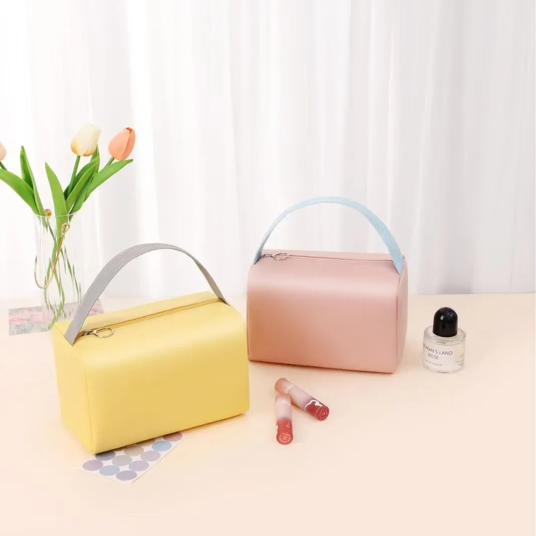 trousse de maquillage portable pour femmes, grande capacité, organisateur de maquillage de voyage, en cuir synthétique imperméable, trousse de toilette, sac de rangement à main.