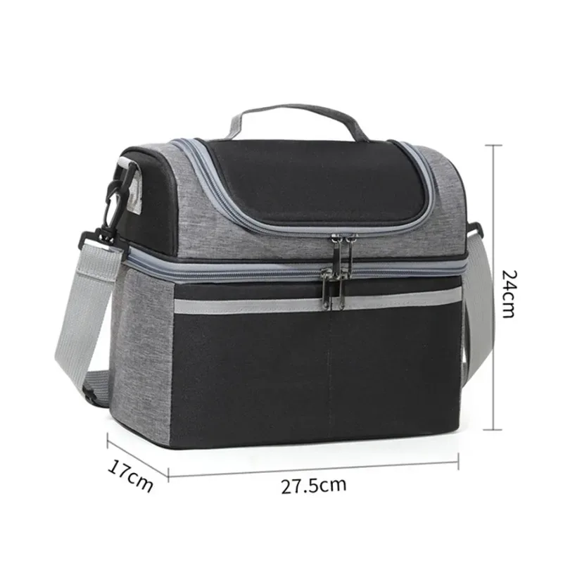 sac de rangement alimentaire portable oxford grande capacité, imperméable, avec fermeture éclair, boîte à lunch thermique pour pique-nique en plein air