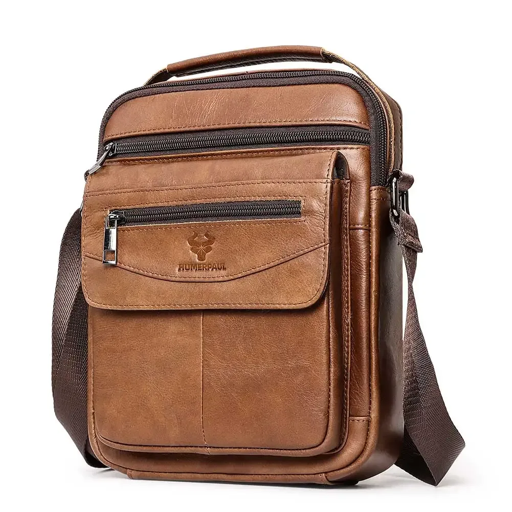 humerpaul – petit sac messager en cuir véritable pour hommes, sac à bandoulière de capacité, sac à main d'affaires pour le travail