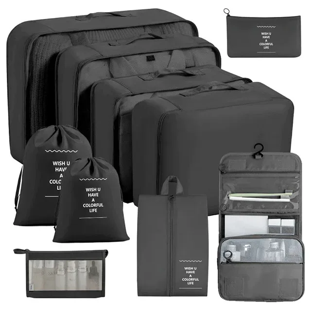 organisateur voyage polyester visibilité sac compresseur vêtements accessoires beige rose pâle léger résistant transport