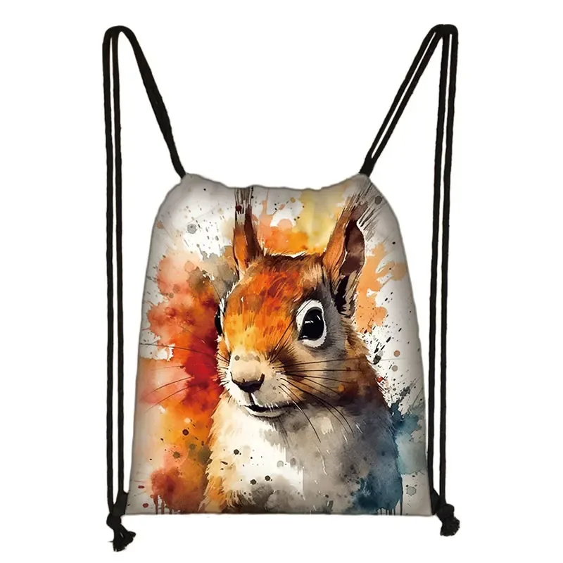 sac à dos imprimé animal théâtre l loup éléphant cheval, sacs à cordon de proximité pour femmes, sac de rangement mode pour adolescentes, sacs à livres kawaii pour filles, cadeau