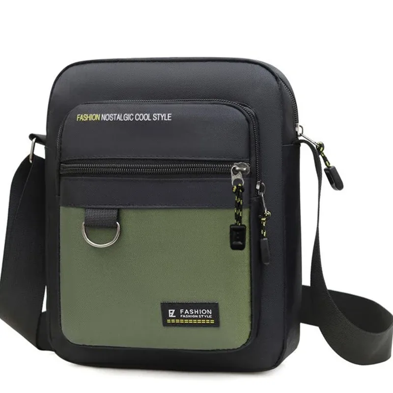 sac bandoulière durable pour homme, sac à bandoulière en nylon résistant à l'eau avec design multi-poches pour les trajets quotidiens et les voyages