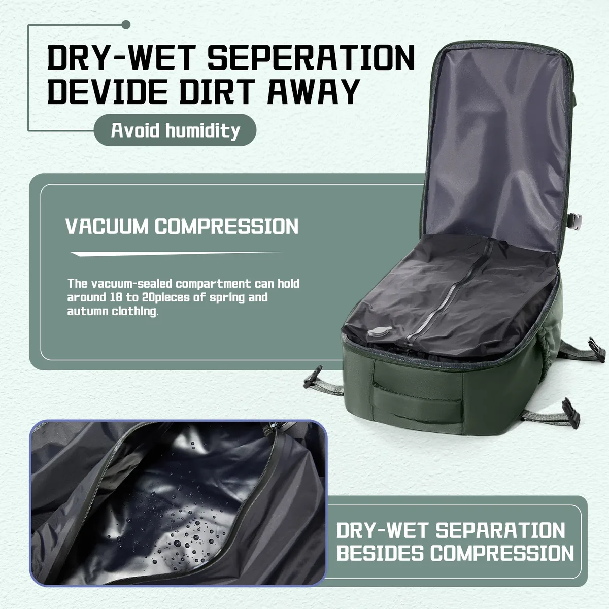 sac à dos de compression sous vide d'air, sac à dos pour ordinateur portable professionnel, sac à dos de voyage sous vide antivol de grande capacité pour femmes et hommes, randonnée