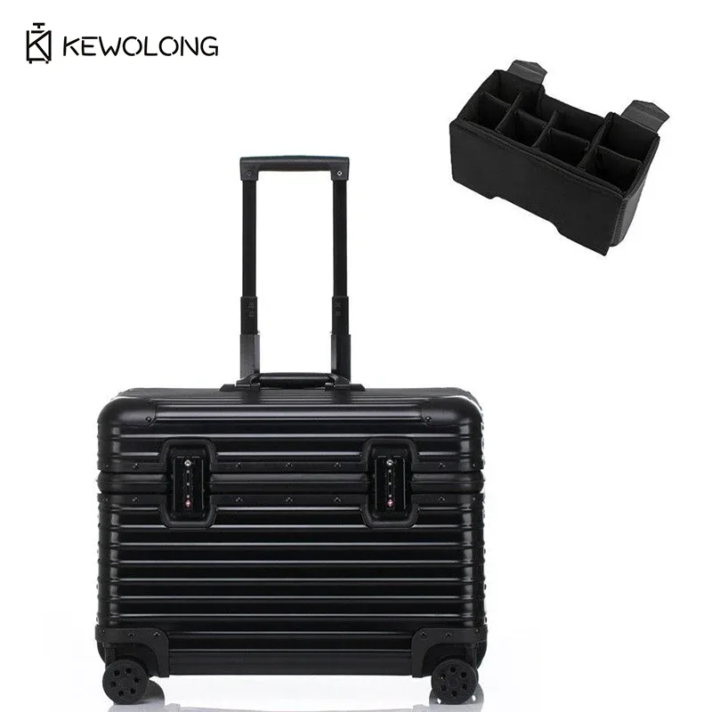 valise en aluminium à coins arrondis, bagage à main rigide à ouverture par le haut avec roulettes à 360 degrés ° roues pivotantes, chariot de photographie gearphotography