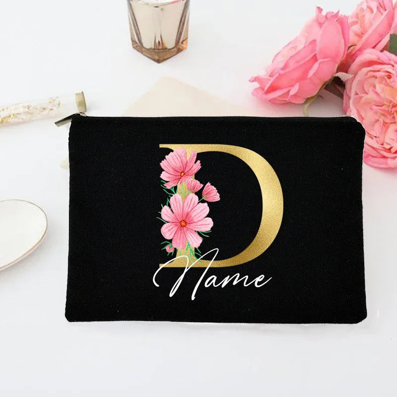 pochette de maquillage personnalisée avec initiales et nom, trousse de toilette de mariée, pochette de toilette monogramme, cadeaux de mariage pour demoiselle d'honneur