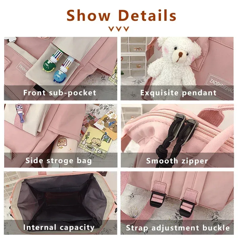 sac dos nylon patchwork noir blanc gris femmes voyage ecole bandoulière arquée fermeture éclair poche integree pcs ouverte style preppy