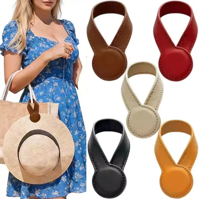 boucle magnétique cuir attache sac chapeau support bagages voyage marron doré rose puissant pratique transport
