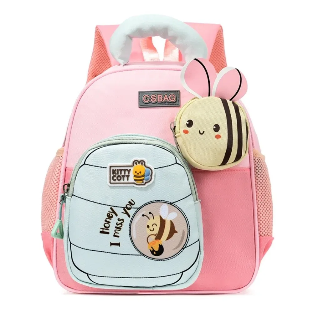 sac à dos pour enfants motif petite abeille de dessin animé, bretelles élargies, ergonomique, léger, soulage la charge, sac à dos pour la maternelle.