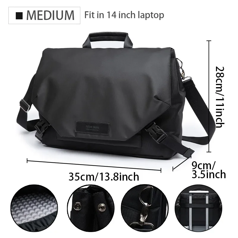 mate elan – sac messager étanche pour hommes d'affaires, étui multifonctionnel pour ordinateur portable, sac à bandoulière décontracté de grande capacité pour hommes