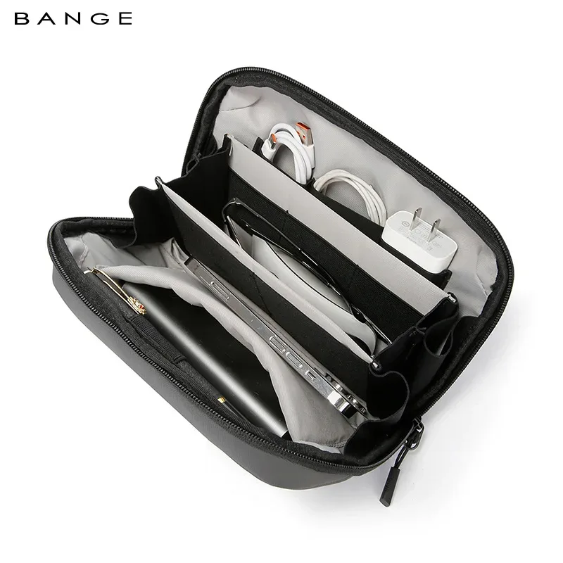 organisateur voyage polyestère noire blanc motifs points décontracté sac câbles données chargeur usb technologie pochette résistante imperméable boîte format compact