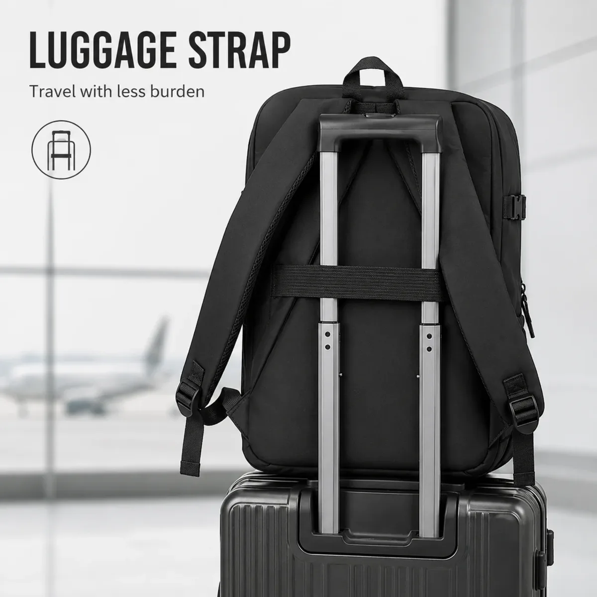 sac à dos de voyage grande capacité pour hommes et femmes, sac pour ordinateur portable 14 pouces, ouverture à 180 degrés, sac à dos cabine avec sangle pour bagage