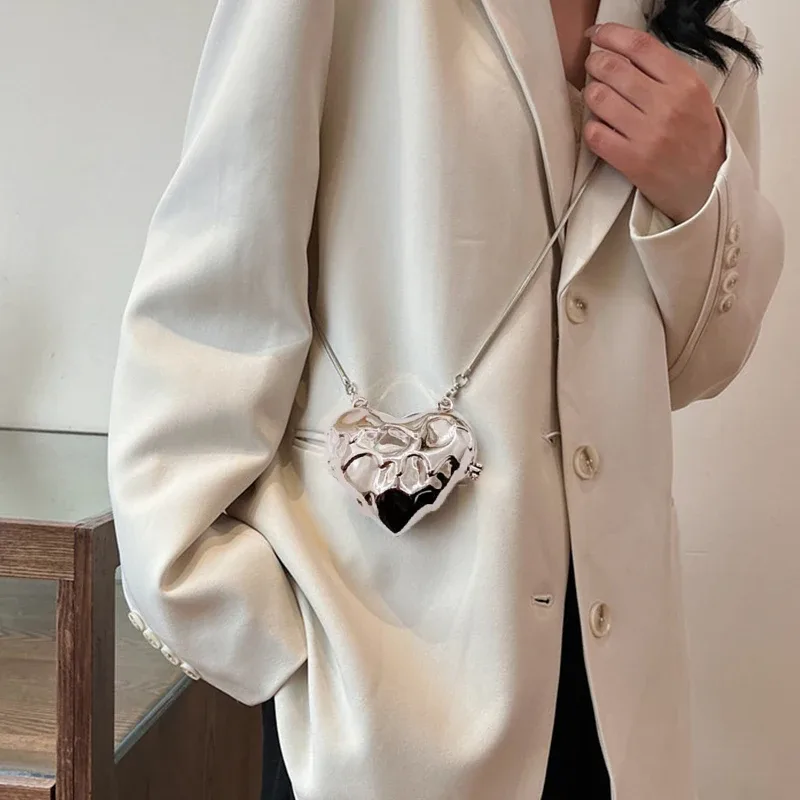sac d'amour en métal pour femme, mini sac à rouge à lèvres, sac à bandoulière, sac à main initié, sac à main, sac de taille, maquillage, bijoux